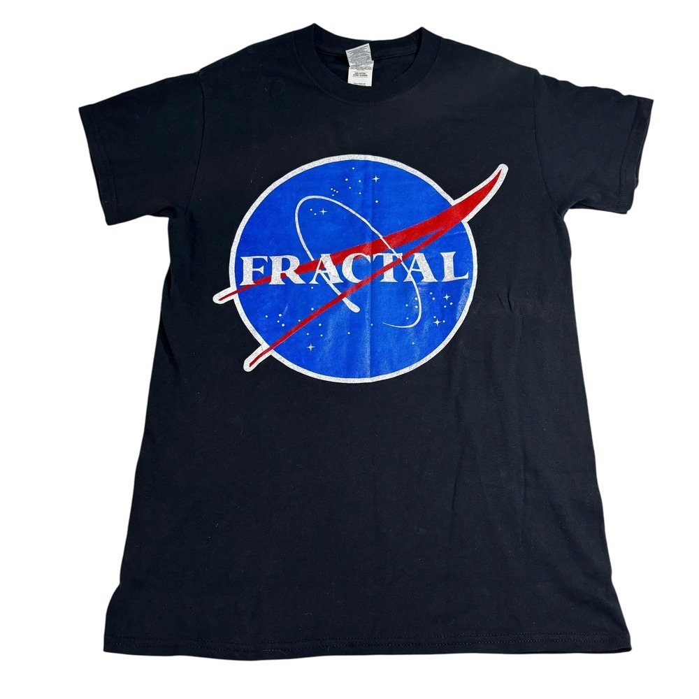 Gildan Fractal NASA Logo‎ Graphic Print Short Sleeve T-Shirt Small